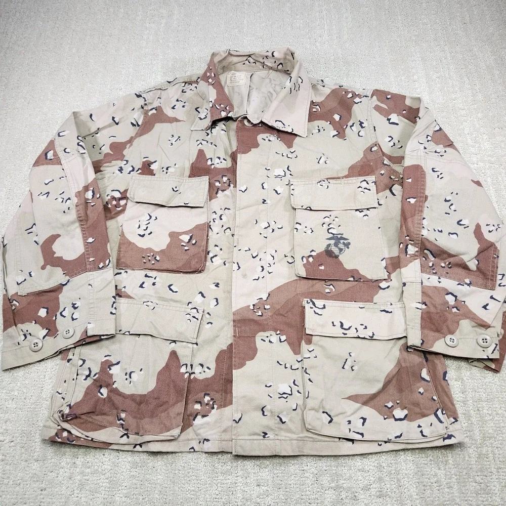 Vintage US Military Desert Camo Jacket Men Medium Short Coat Choclate Chip Marin